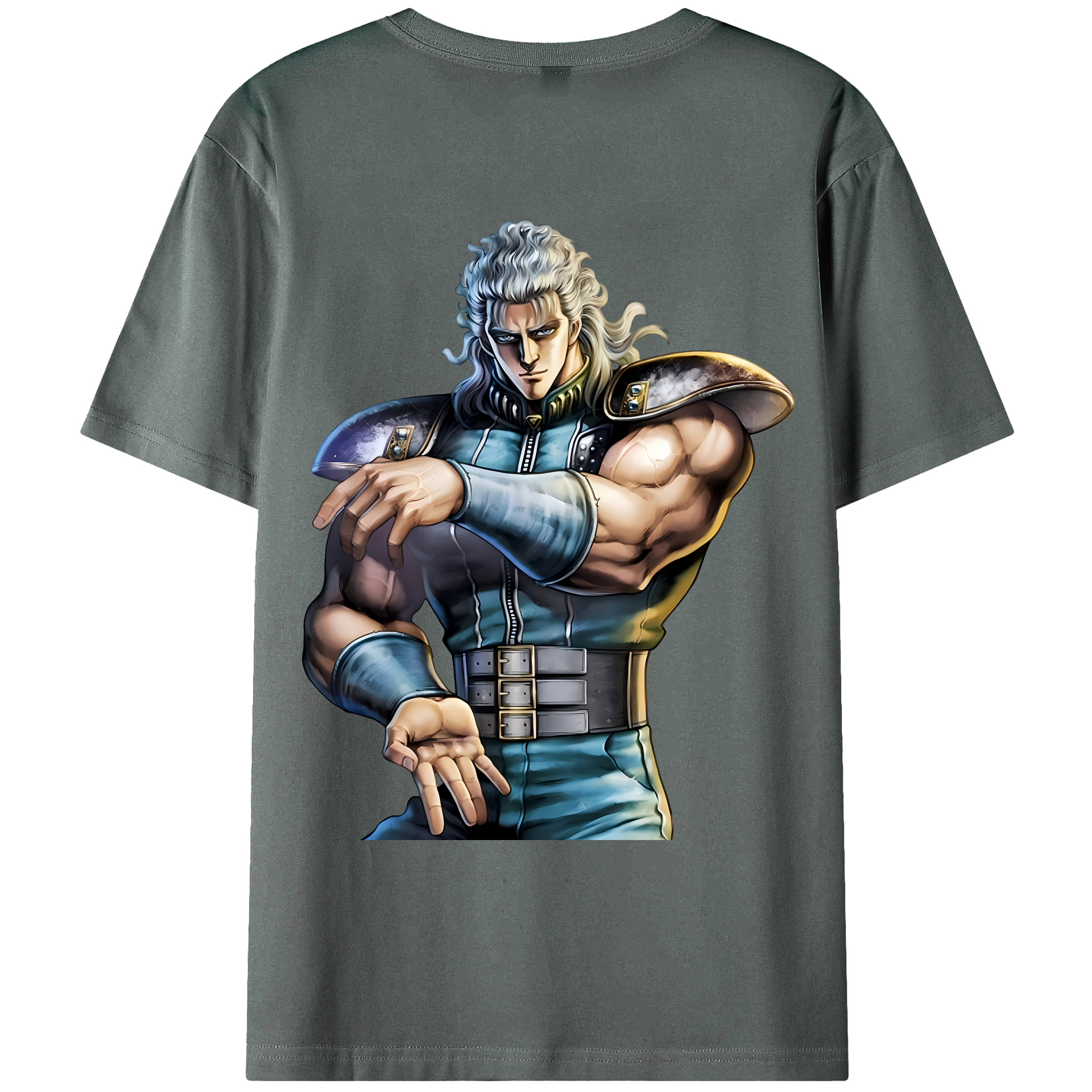 （画像用） 北斗の拳 Fist of the North Star 綿100％ メンズ半袖Tシャツ（バックプリント） 通気性